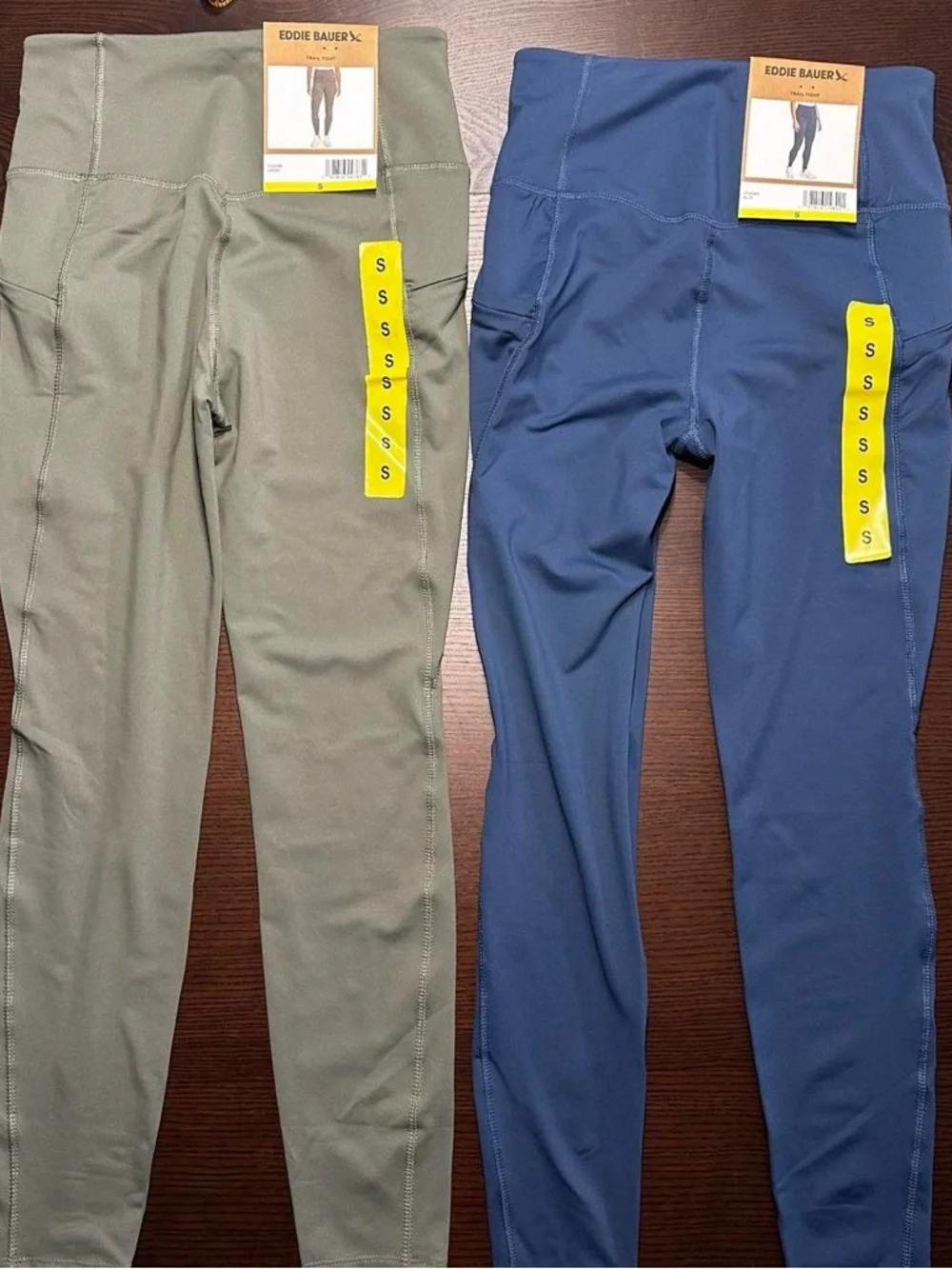 Eddie Bauer Active Leggings - Olive Green & Navy Blue Women’s Small - Picture 2 of 8